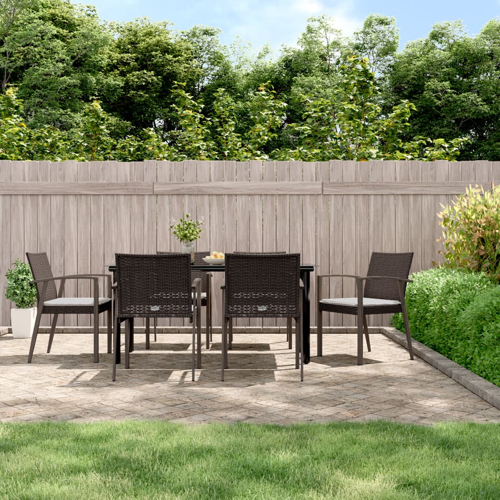 -Delige Tuinset Met Kussens Poly Rattan En Staal 7 160 cm tafellengte Bruin