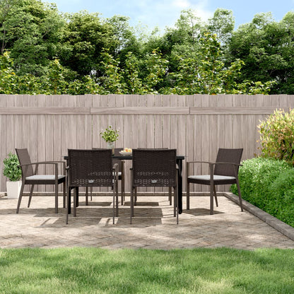 -Delige Tuinset Met Kussens Poly Rattan En Staal 7 160 cm tafellengte Bruin