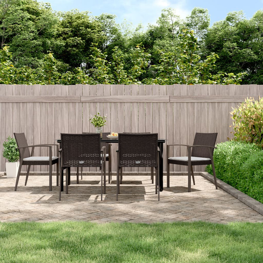 -Delige Tuinset Met Kussens Poly Rattan En Staal 7 160 cm tafellengte Bruin