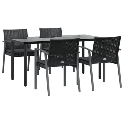 Tuinset Met Kussens Poly Rattan En Staal 5 160 cm tafellengte Zwart