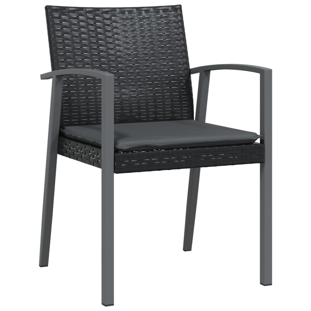 Tuinset Met Kussens Poly Rattan En Staal 5 160 cm tafellengte Zwart