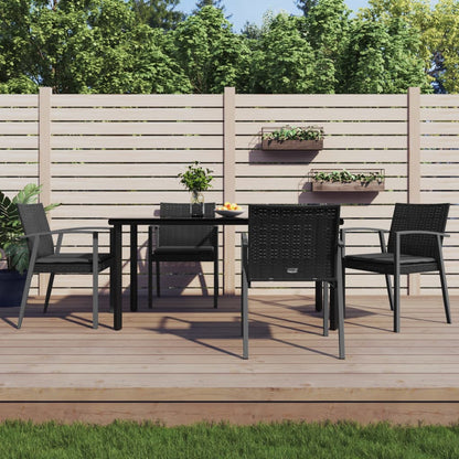 Tuinset Met Kussens Poly Rattan En Staal 5 160 cm tafellengte Zwart