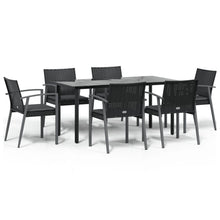 7-Delige Tuinset Met Kussens Poly Rattan En Staal 6 160 cm tafellengte Zwart