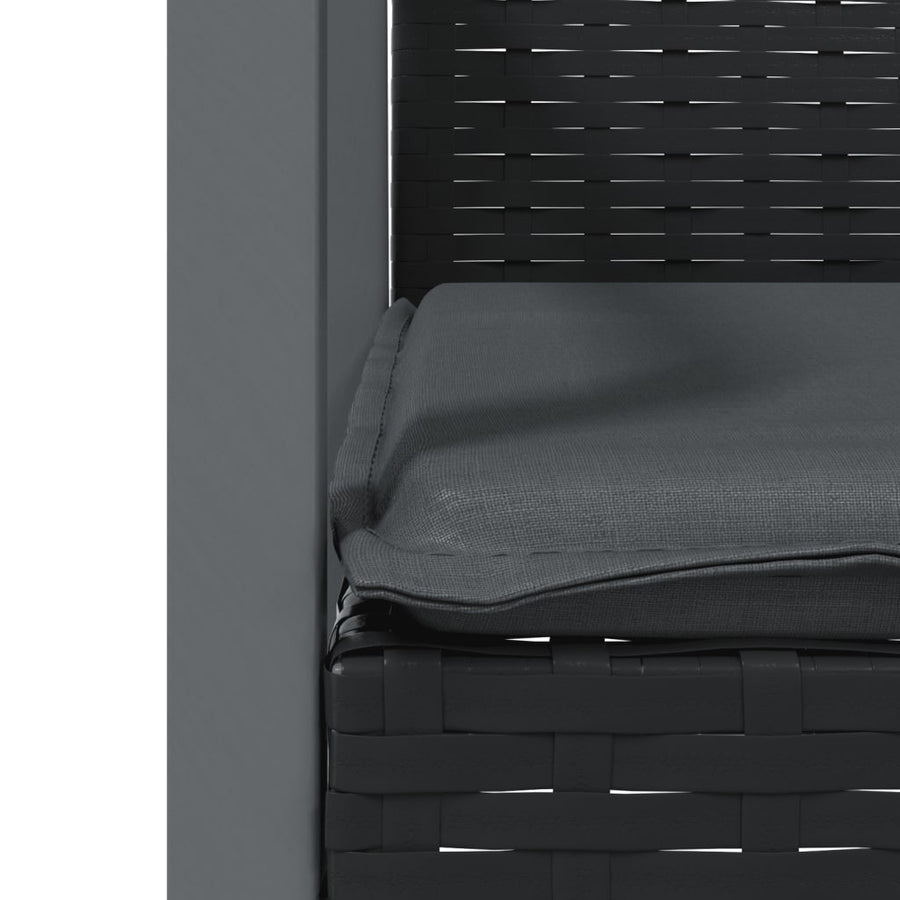 7-Delige Tuinset Met Kussens Poly Rattan En Staal 6 160 cm tafellengte Zwart