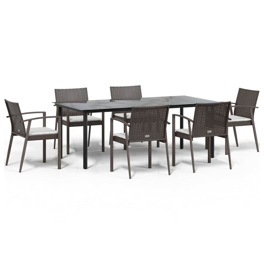 7-Delige Tuinset Met Kussens Poly Rattan En Staal 6 200 cm tafellengte Bruin