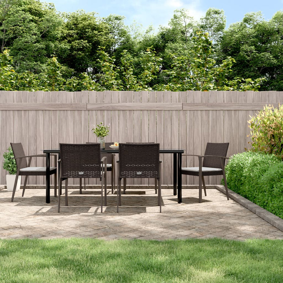 7-Delige Tuinset Met Kussens Poly Rattan En Staal 6 200 cm tafellengte Bruin
