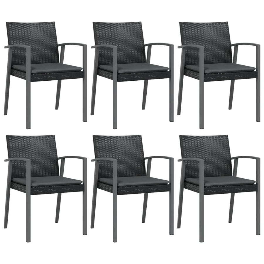 Tuinset Met Kussens Poly Rattan En Staal 7 200 cm tafellengte Zwart