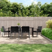 Tuinset 7-delig poly rattan zwart met kussens