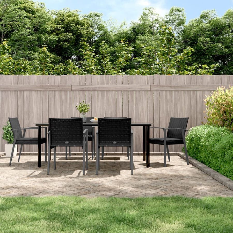 Tuinset Met Kussens Poly Rattan En Staal 7 200 cm tafellengte Zwart