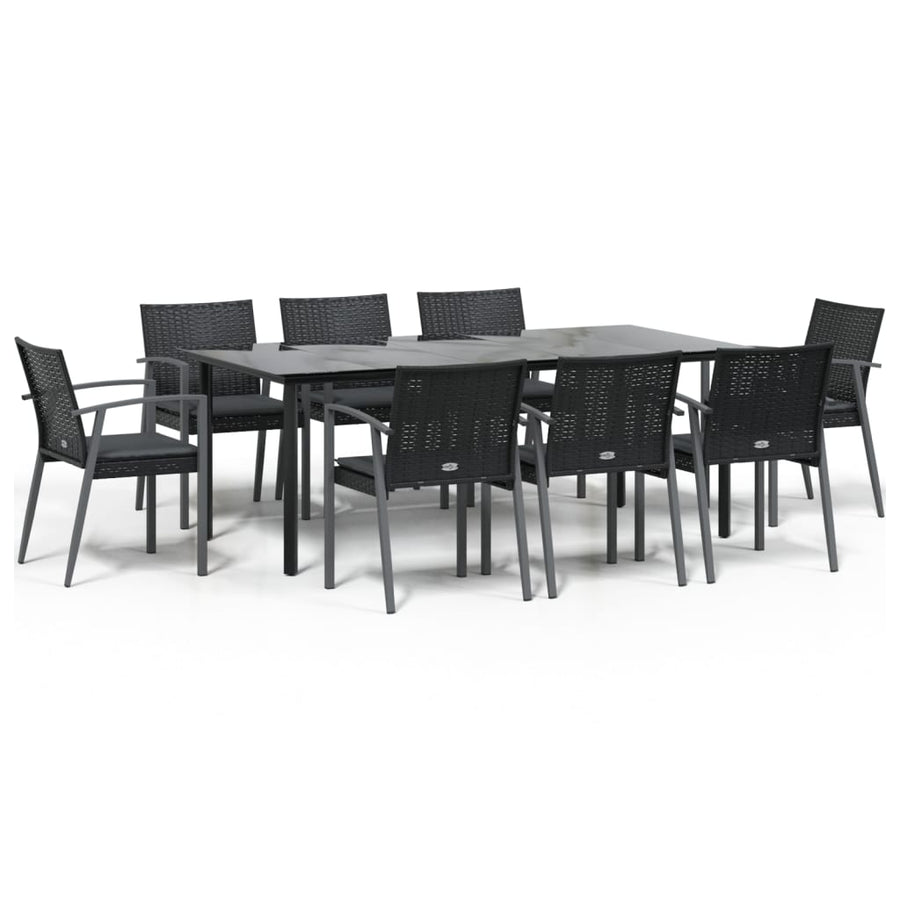 Tuinset Met Kussens Poly Rattan En Staal 9 200 cm tafellengte Zwart