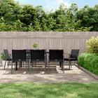 Tuinset poly rattan 8 stoelen tafel 200x100x74 cm zwart