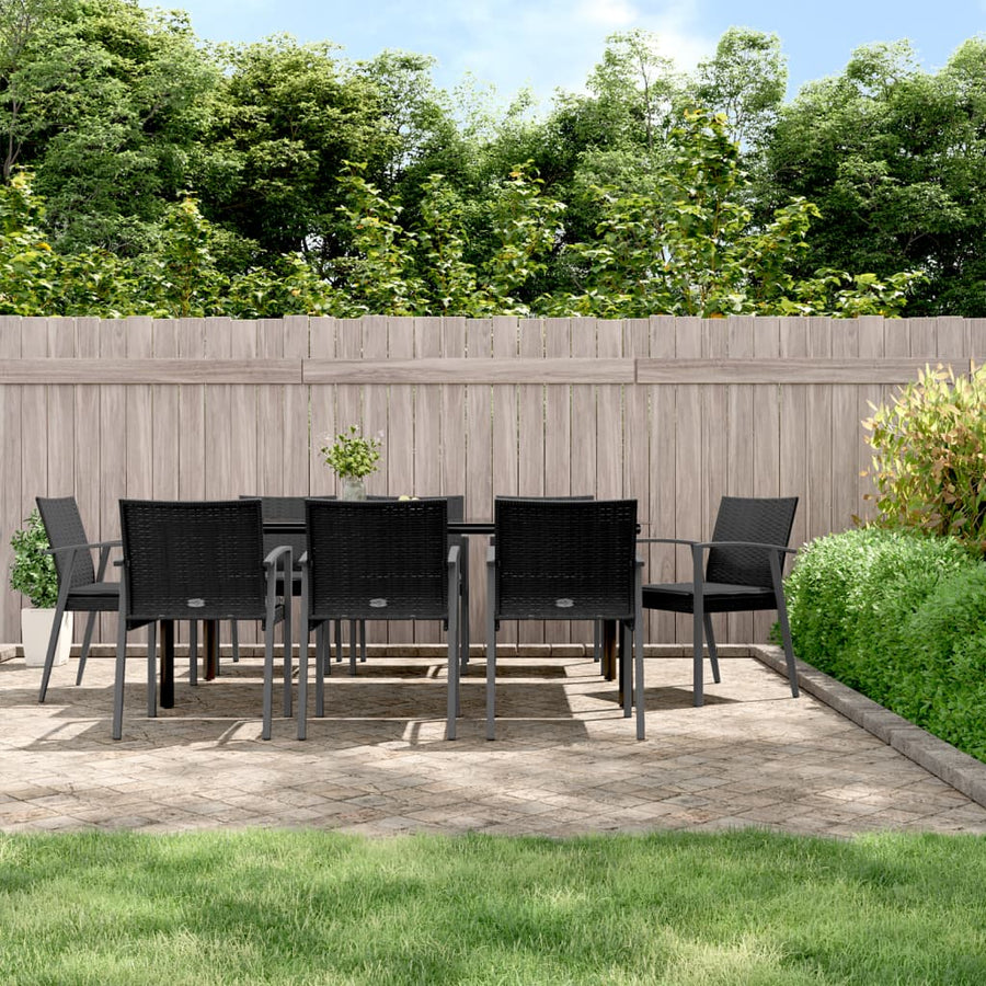 Tuinset Met Kussens Poly Rattan En Staal 9 200 cm tafellengte Zwart
