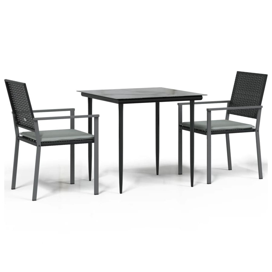 -Delige Tuinset Met Kussens Poly Rattan En Staal 3 80 cm tafellengte Ja