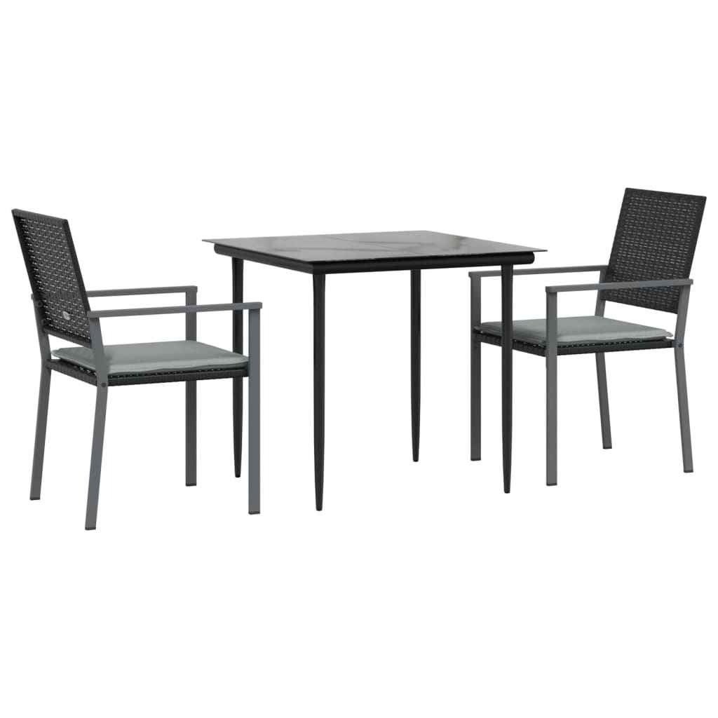 -Delige Tuinset Met Kussens Poly Rattan En Staal 3 80 cm tafellengte Ja