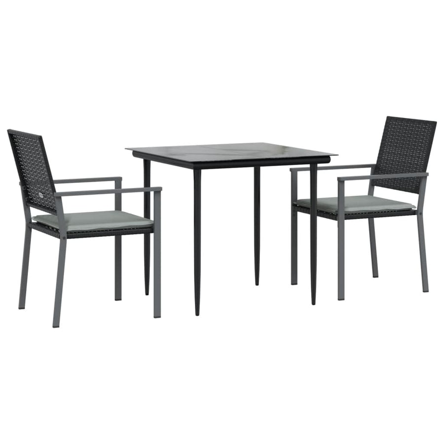 -Delige Tuinset Met Kussens Poly Rattan En Staal 3 80 cm tafellengte Ja