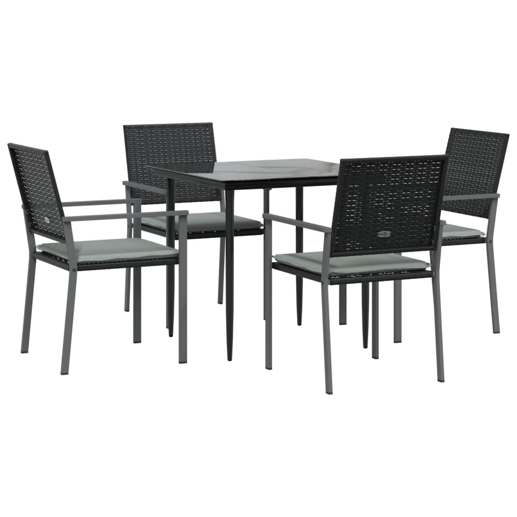 -Delige Tuinset Met Kussens Poly Rattan En Staal 5 80 cm tafellengte Ja