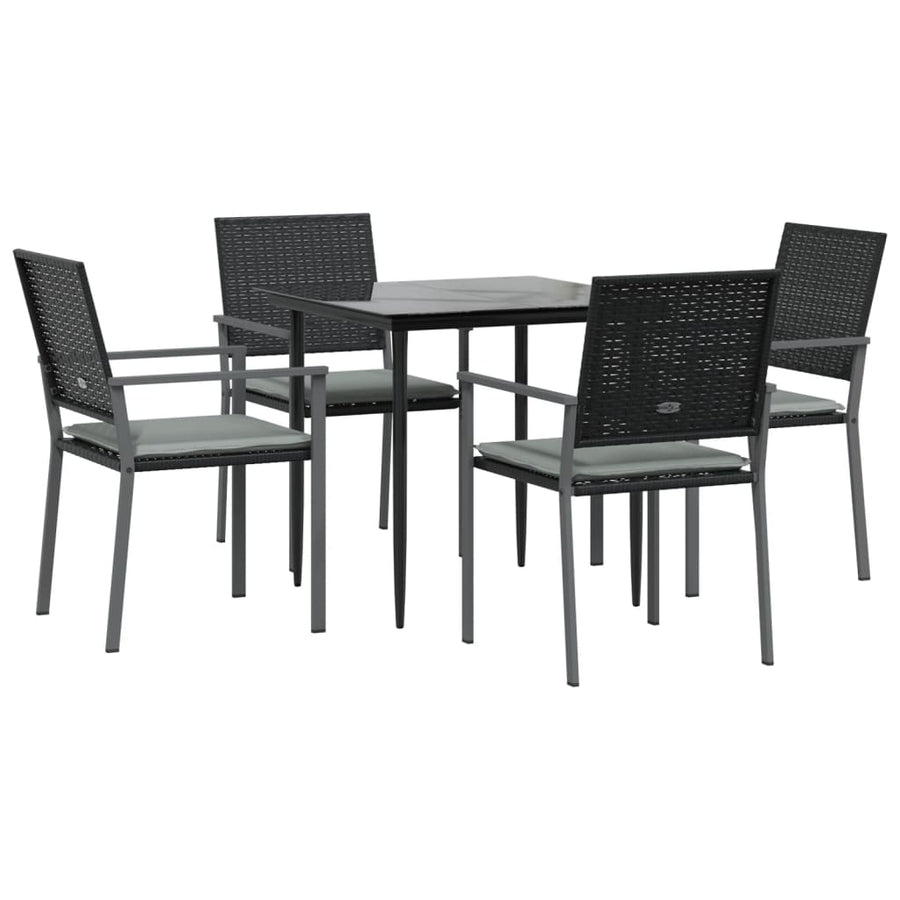 -Delige Tuinset Met Kussens Poly Rattan En Staal 5 80 cm tafellengte Ja