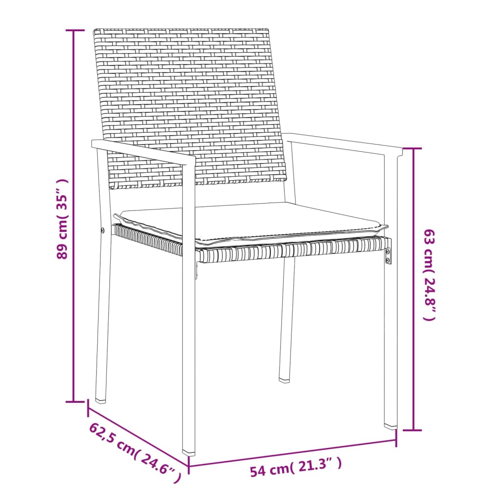 -Delige Tuinset Met Kussens Poly Rattan En Staal 5 140 cm tafellengte Ja