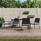 Tuinset 5-delig poly rattan staal zwart met kussens