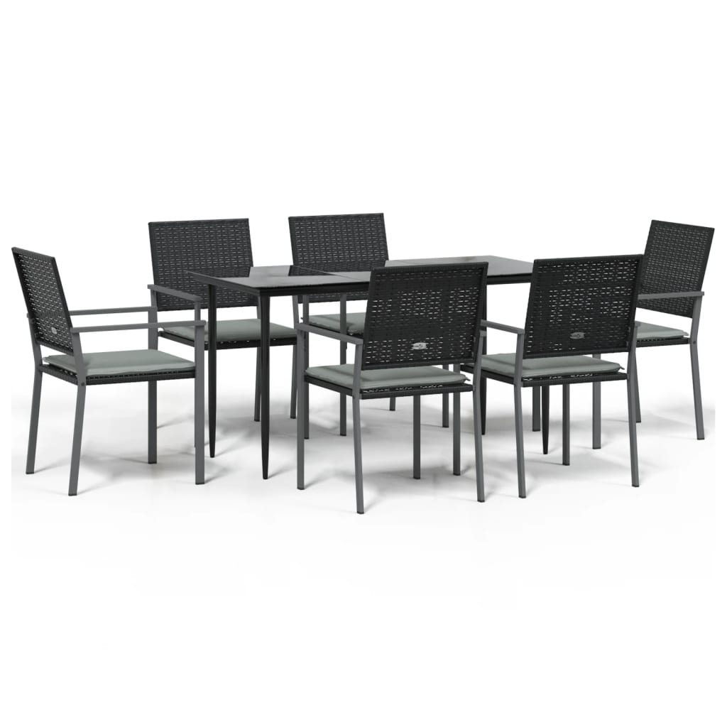 -Delige Tuinset Met Kussens Poly Rattan En Staal 7 140 cm tafellengte Ja