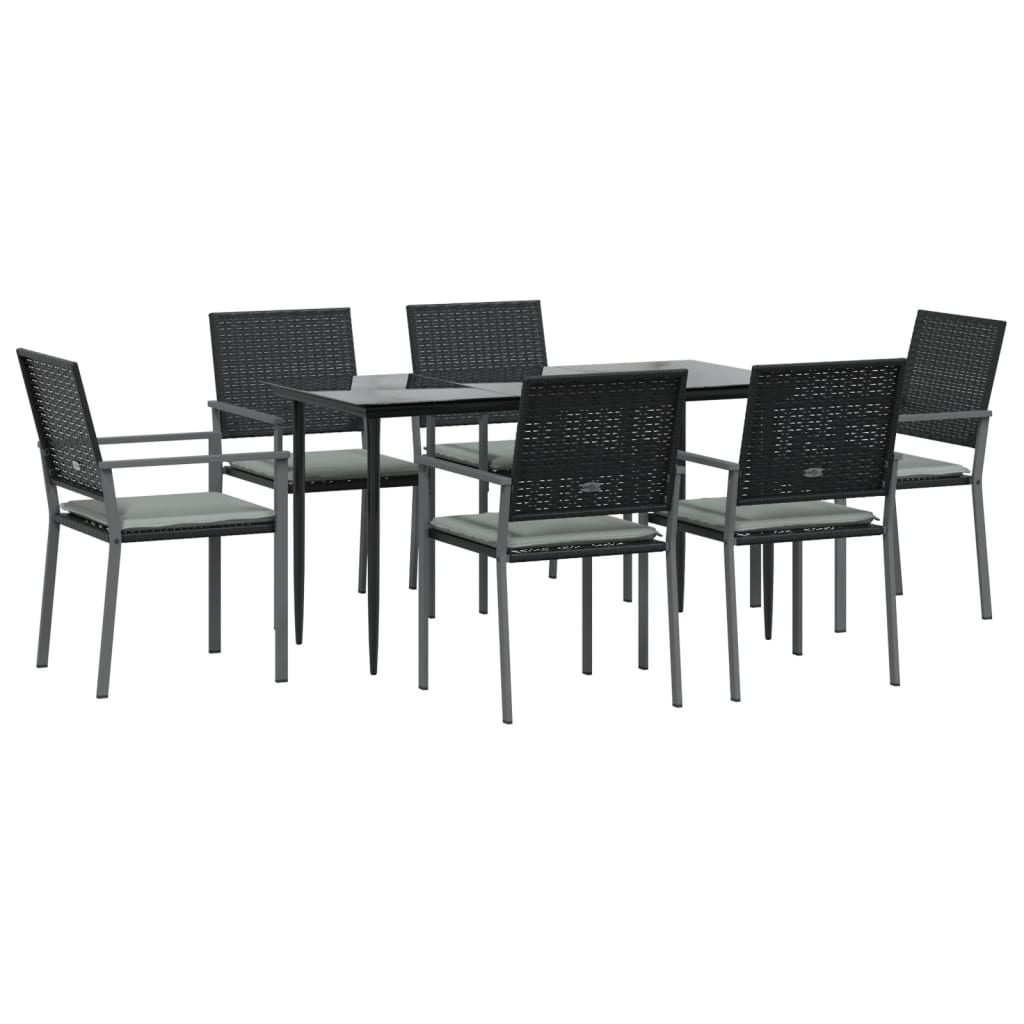 -Delige Tuinset Met Kussens Poly Rattan En Staal 7 140 cm tafellengte Ja