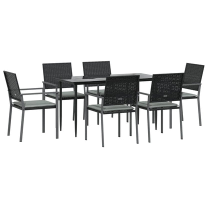 -Delige Tuinset Met Kussens Poly Rattan En Staal 7 140 cm tafellengte Ja