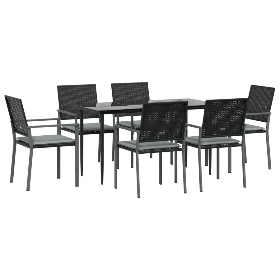 -Delige Tuinset Met Kussens Poly Rattan En Staal 7 140 cm tafellengte Ja