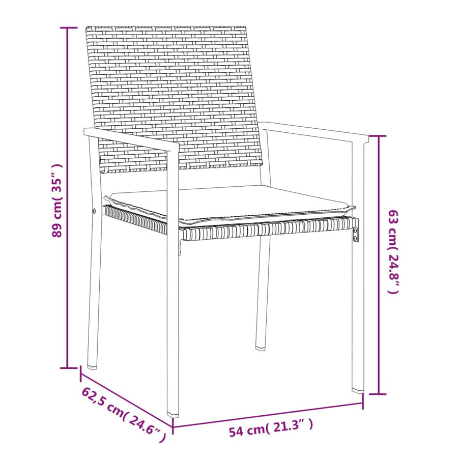 -Delige Tuinset Met Kussens Poly Rattan En Staal 7 140 cm tafellengte Ja