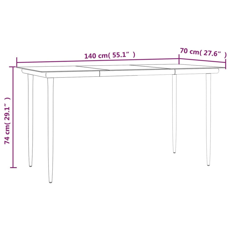 -Delige Tuinset Met Kussens Poly Rattan En Staal 7 140 cm tafellengte Ja
