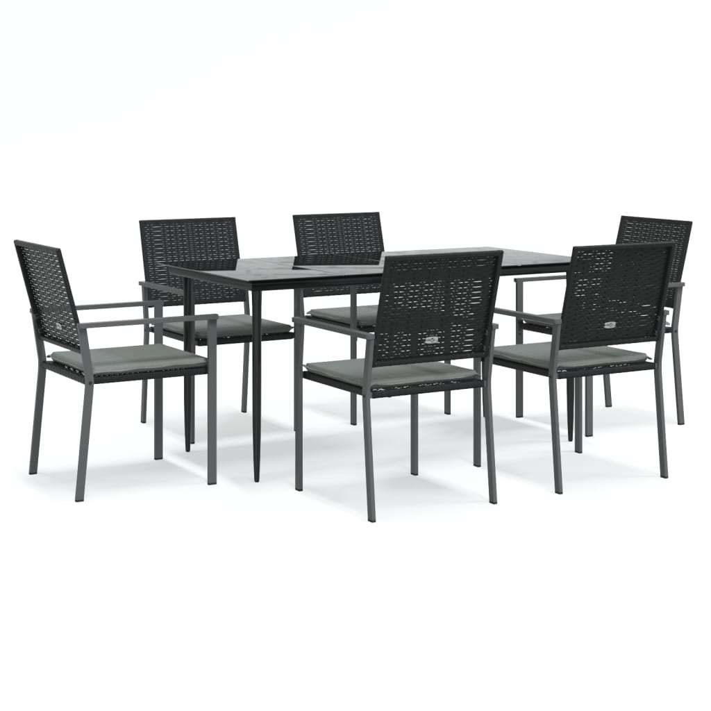 -Delige Tuinset Met Kussens Poly Rattan En Staal 7 160 cm tafellengte Ja