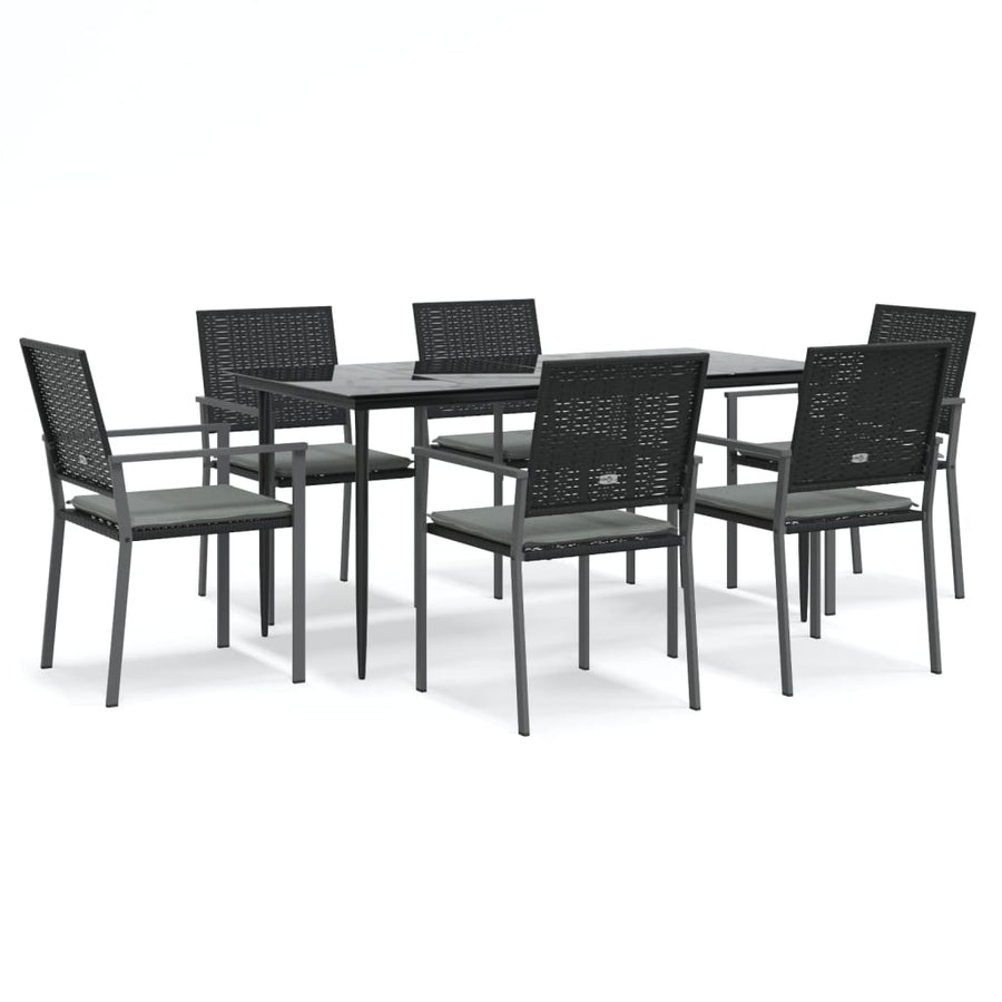 -Delige Tuinset Met Kussens Poly Rattan En Staal 7 160 cm tafellengte Ja