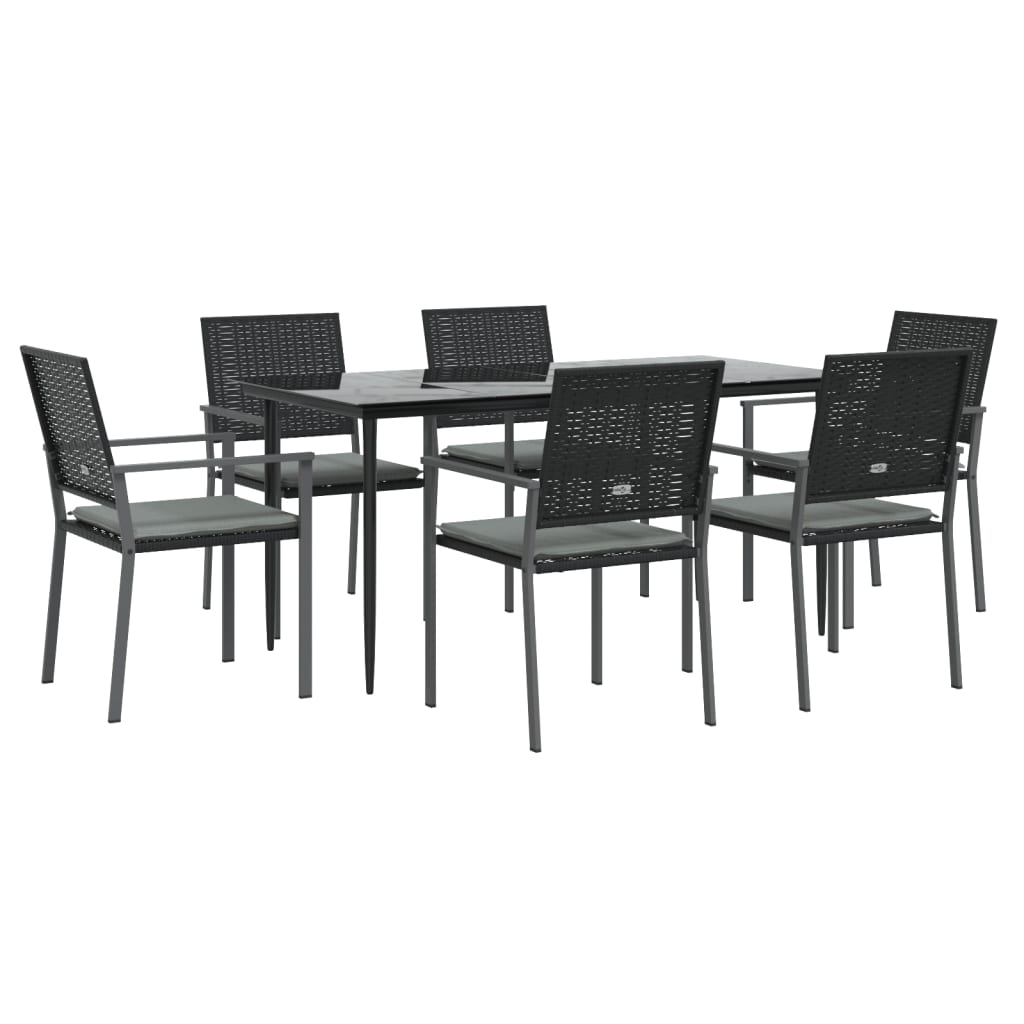 -Delige Tuinset Met Kussens Poly Rattan En Staal 7 160 cm tafellengte Ja