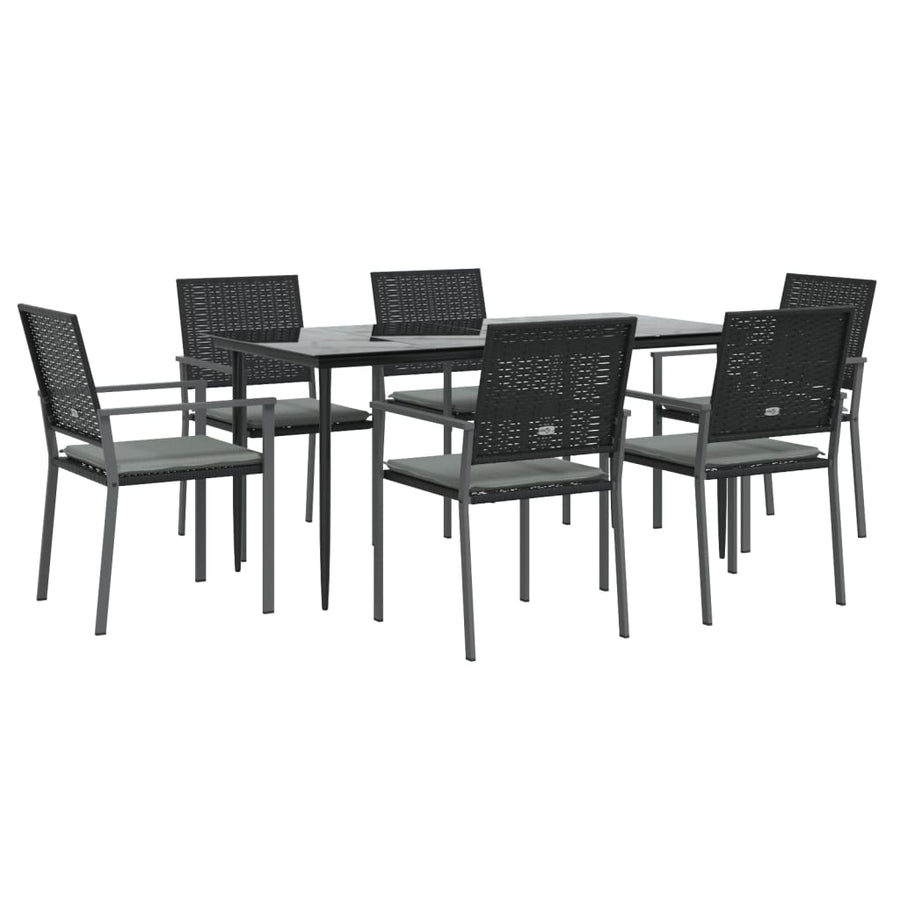 -Delige Tuinset Met Kussens Poly Rattan En Staal 7 160 cm tafellengte Ja