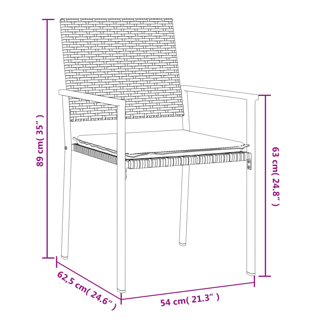 -Delige Tuinset Met Kussens Poly Rattan En Staal 7 160 cm tafellengte Ja