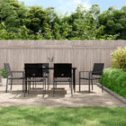 Tuinset 7-delig poly rattan staal zwart