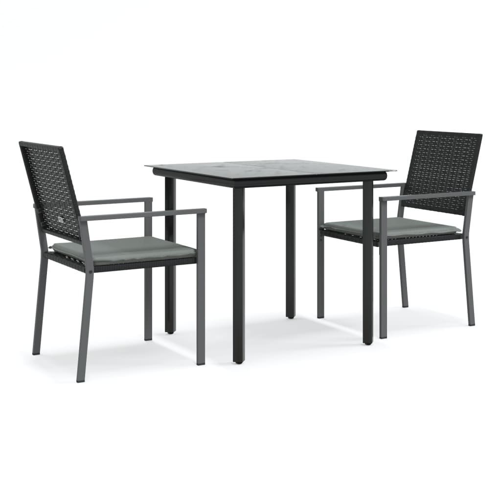 -Delige Tuinset Met Kussens Poly Rattan En Staal 3 80 cm tafellengte Ja