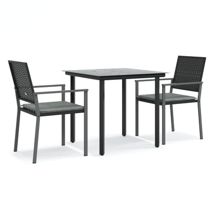 -Delige Tuinset Met Kussens Poly Rattan En Staal 3 80 cm tafellengte Ja