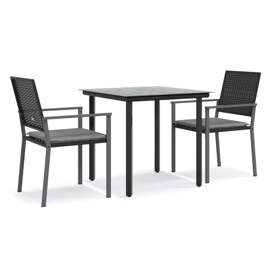 -Delige Tuinset Met Kussens Poly Rattan En Staal 3 80 cm tafellengte Ja
