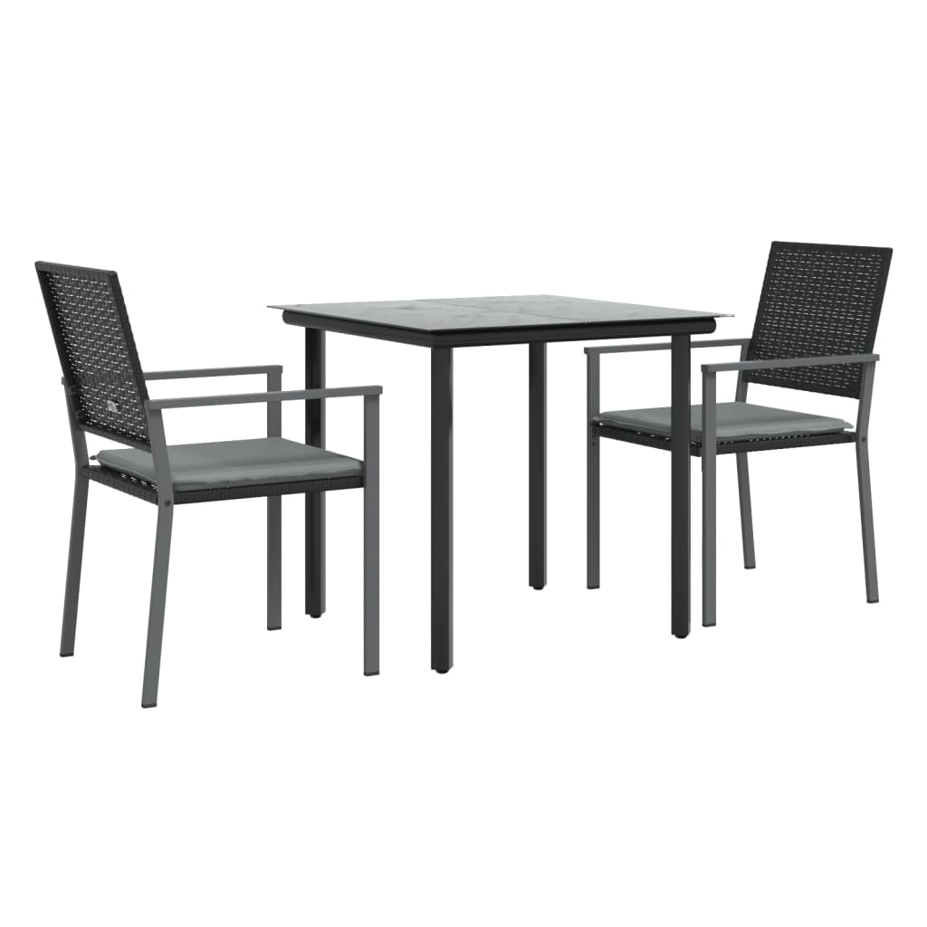 -Delige Tuinset Met Kussens Poly Rattan En Staal 3 80 cm tafellengte Ja