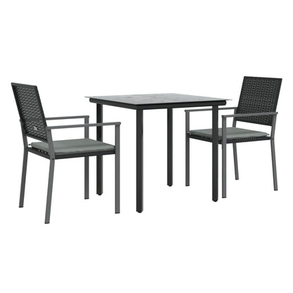 -Delige Tuinset Met Kussens Poly Rattan En Staal 3 80 cm tafellengte Ja