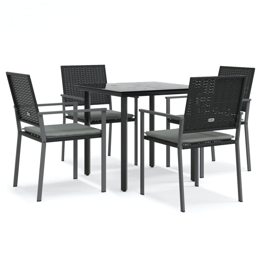 -Delige Tuinset Met Kussens Poly Rattan En Staal 5 80 cm tafellengte Ja