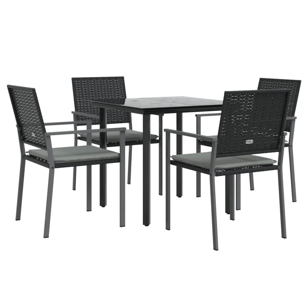-Delige Tuinset Met Kussens Poly Rattan En Staal 5 80 cm tafellengte Ja