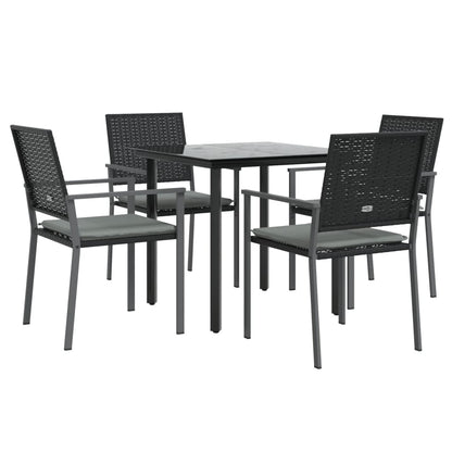 -Delige Tuinset Met Kussens Poly Rattan En Staal 5 80 cm tafellengte Ja