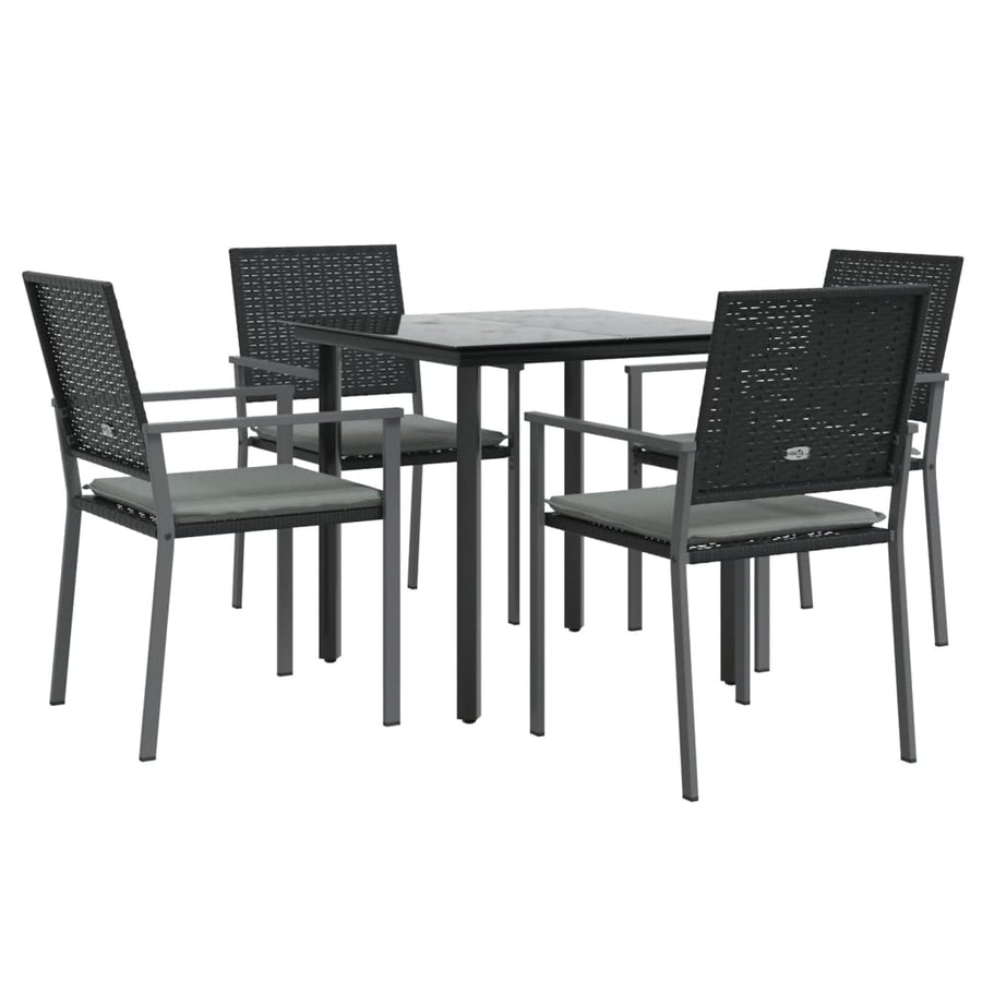 -Delige Tuinset Met Kussens Poly Rattan En Staal 5 80 cm tafellengte Ja