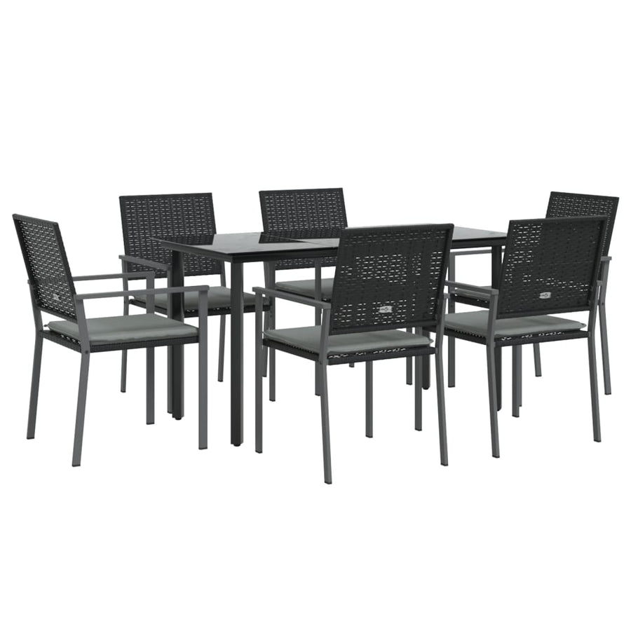 -Delige Tuinset Met Kussens Poly Rattan En Staal 7 140 cm tafellengte Ja