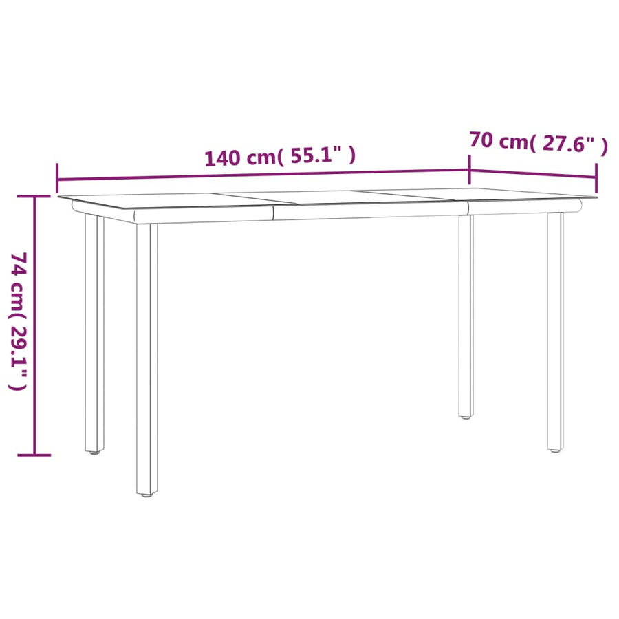 -Delige Tuinset Met Kussens Poly Rattan En Staal 7 140 cm tafellengte Ja