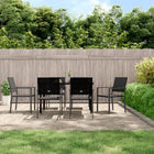 Tuinset 7-delig poly rattan staal zwart