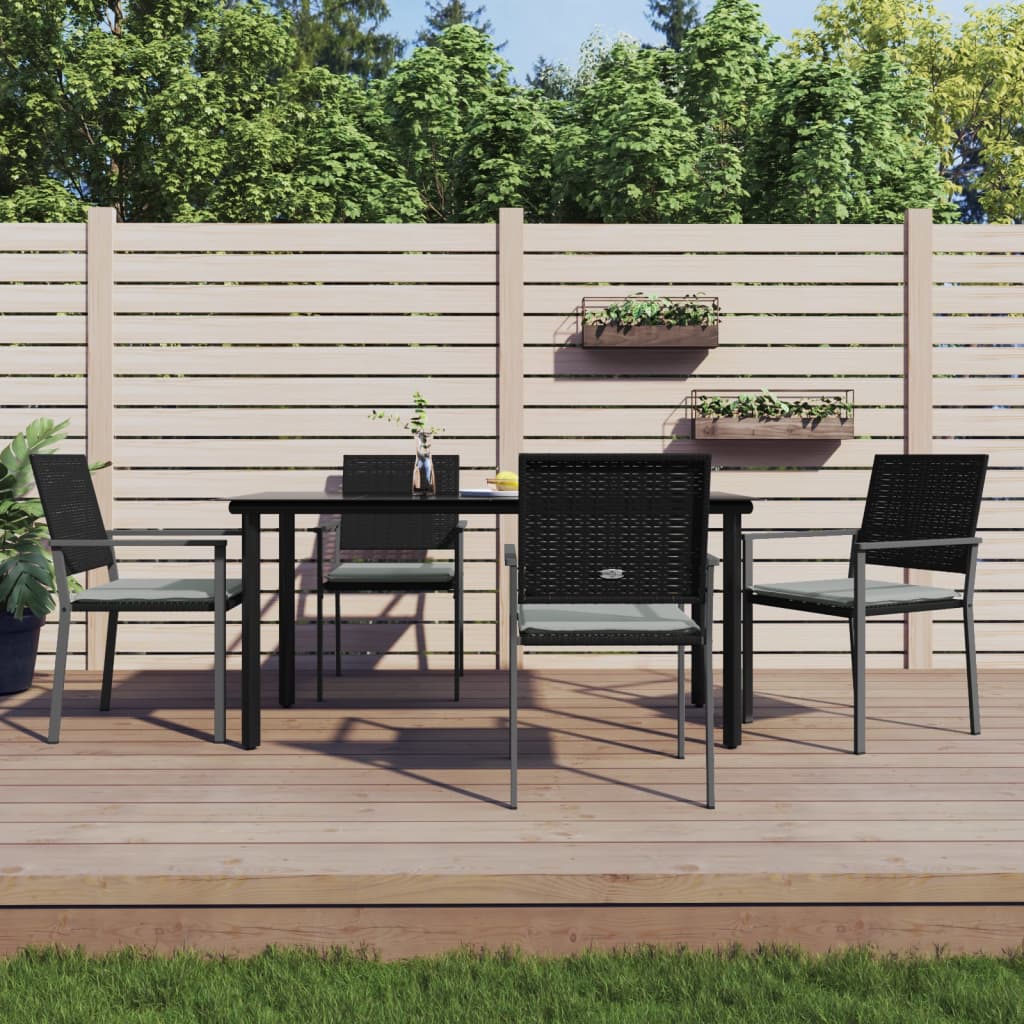 -Delige Tuinset Met Kussens Poly Rattan En Staal 5 160 cm tafellengte Ja