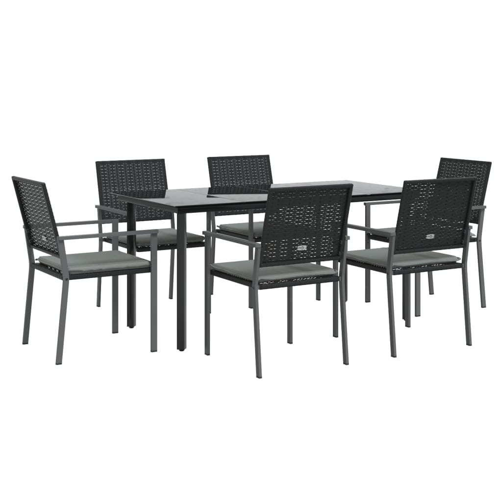 -Delige Tuinset Met Kussens Poly Rattan En Staal 7 160 cm tafellengte Ja