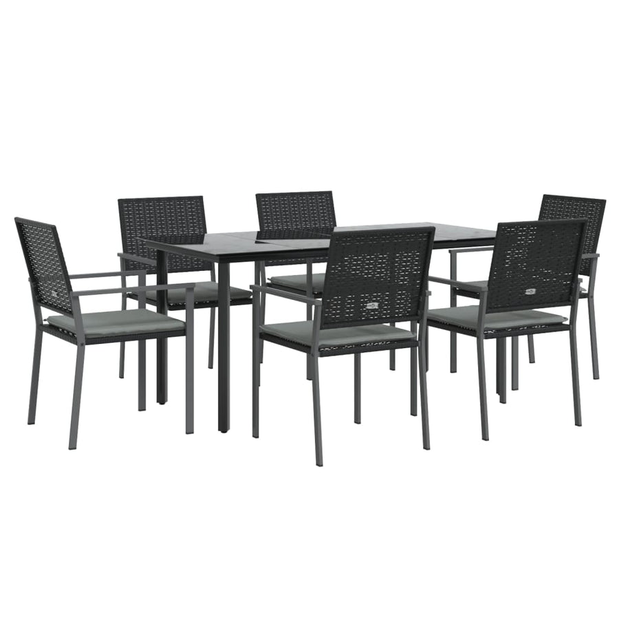 -Delige Tuinset Met Kussens Poly Rattan En Staal 7 160 cm tafellengte Ja